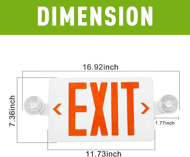 OSTEK 4 Pack Red LED Exit Sign with Emergency Lights, Two Adjustable Head Emergency Exit Lights with Battery Backup, Dual LED Lamp ABS Fire Resistance UL-Listed 120-277V - Image 4
